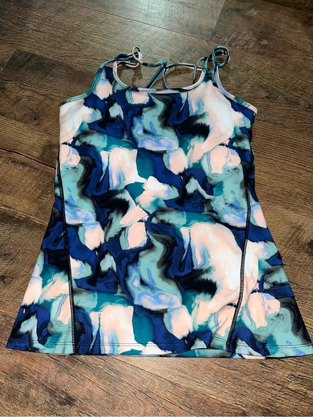 Women’s Athletic Tank Top in Blue & Teal Abstract Print